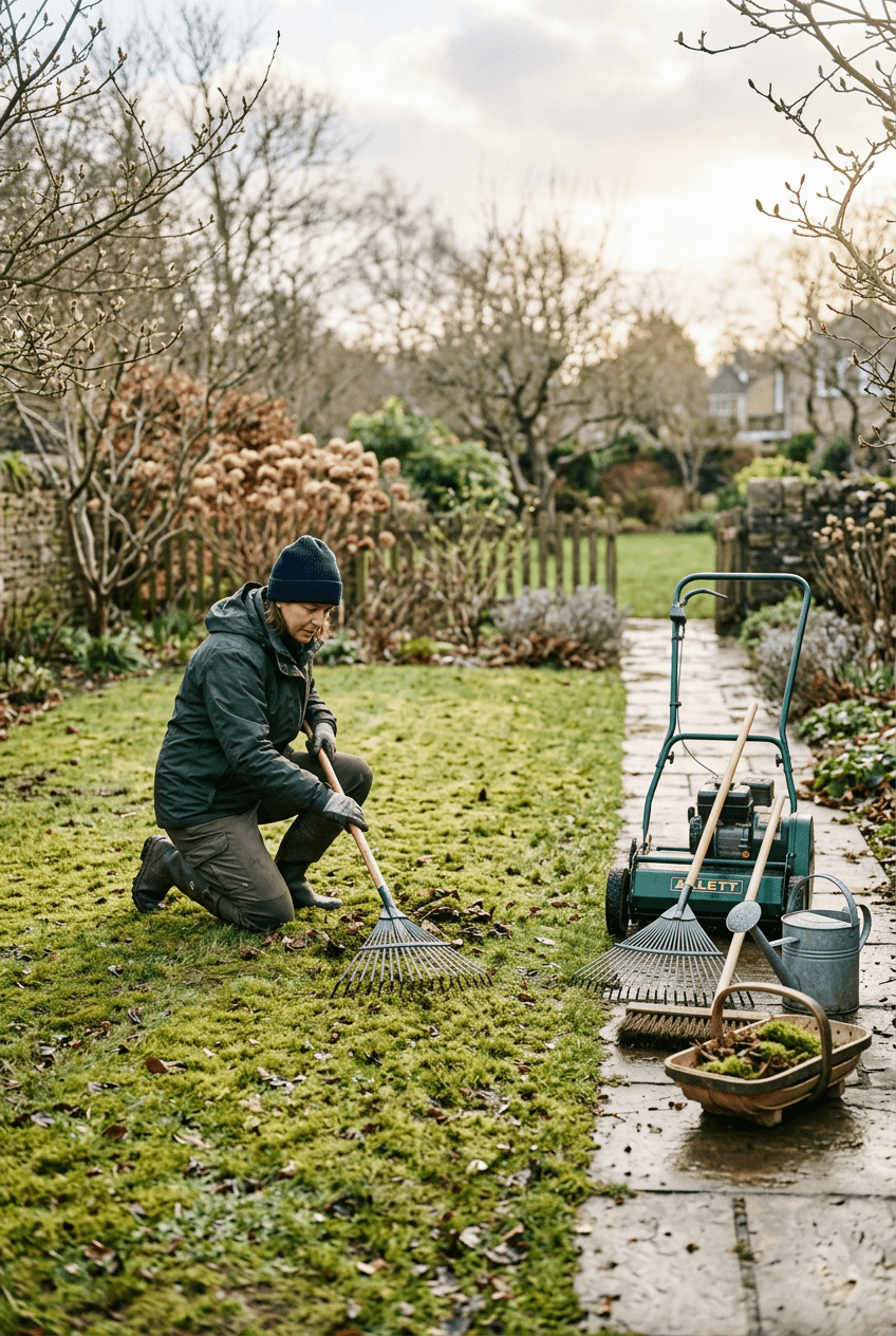 gazononderhoud februari - blad verwijderen van gazon
