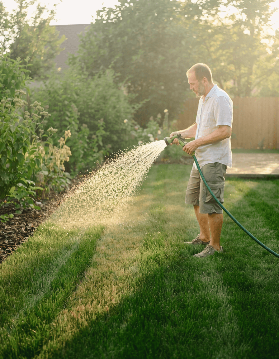 gazononderhoud juni - gras sproeien