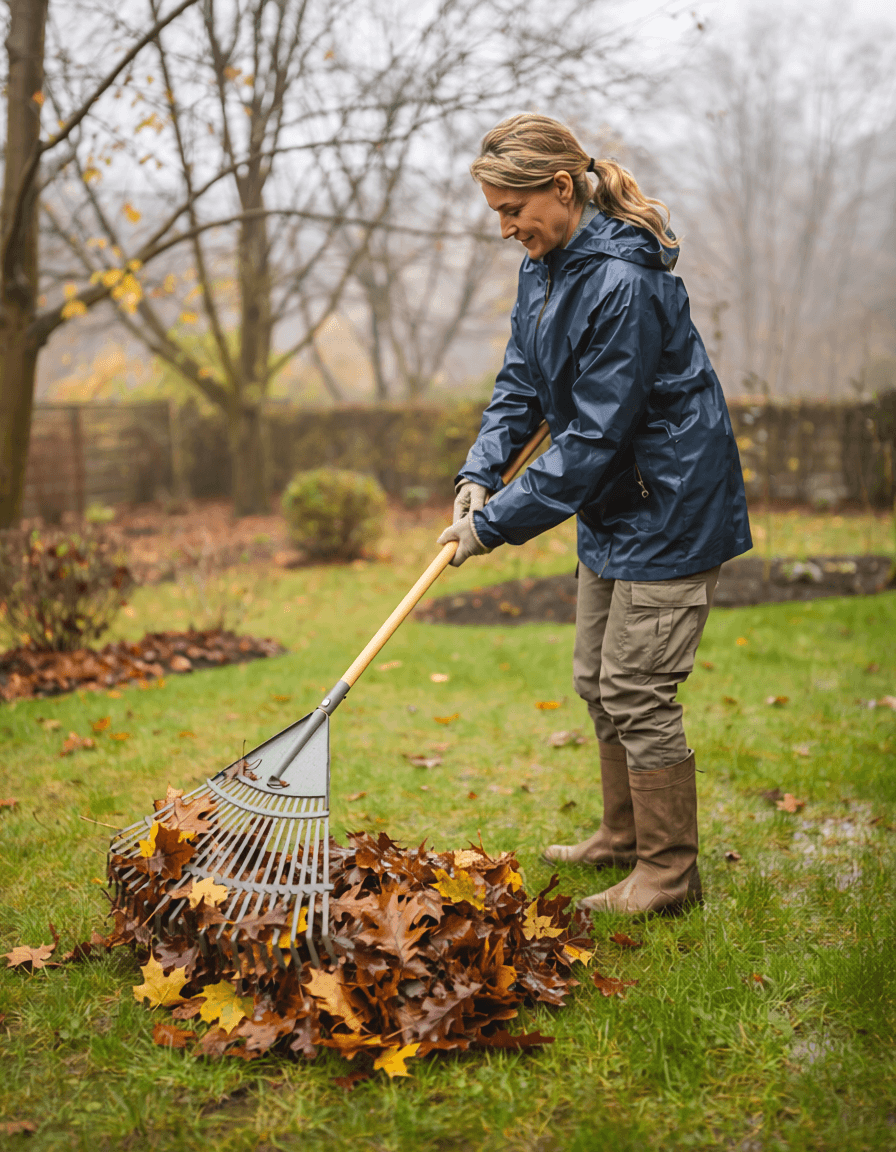 gazononderhoud november - bladeren verwijderen