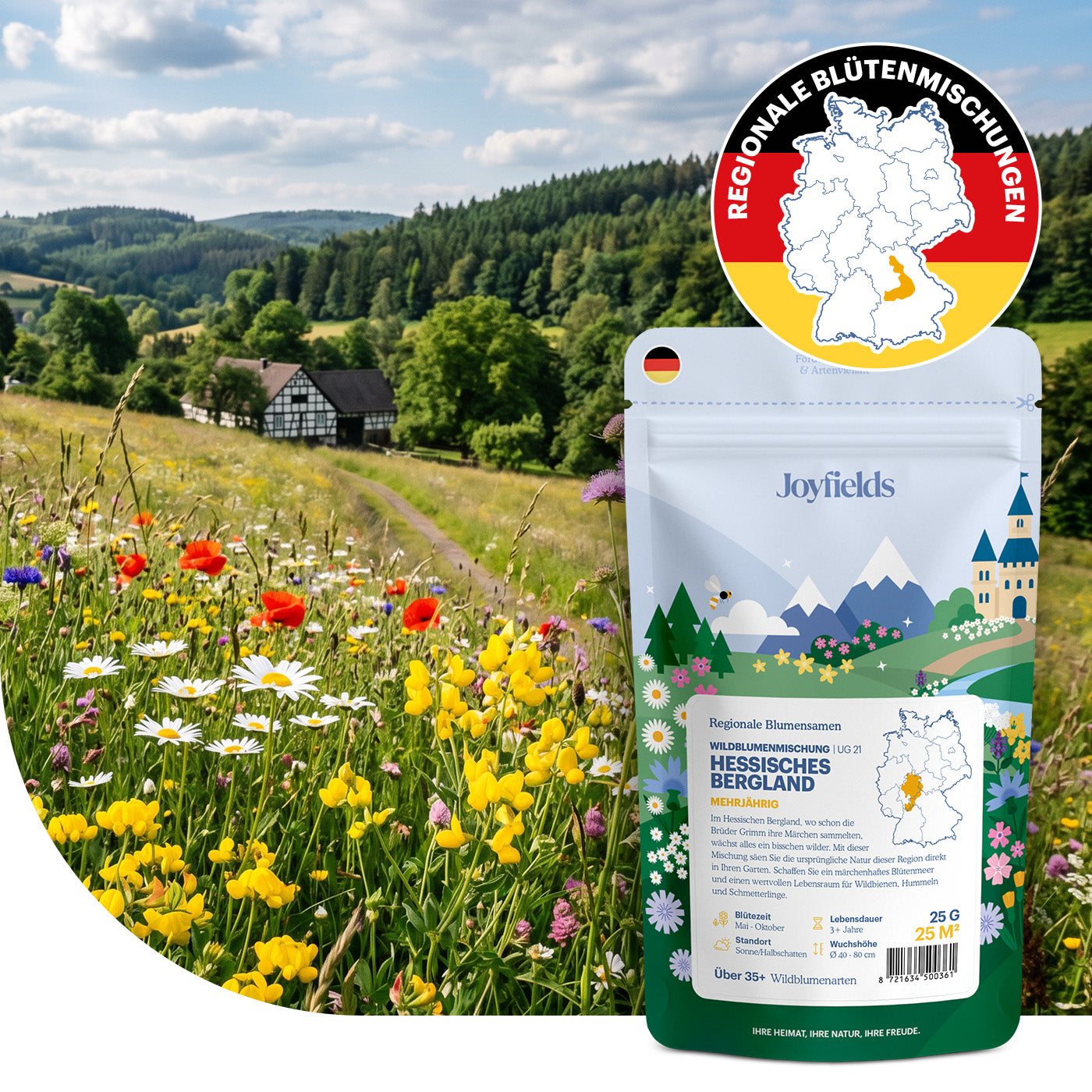 Joyfields Regionale Wildblumenmischung Deutschland - UG21 Hessisches Bergland [de]