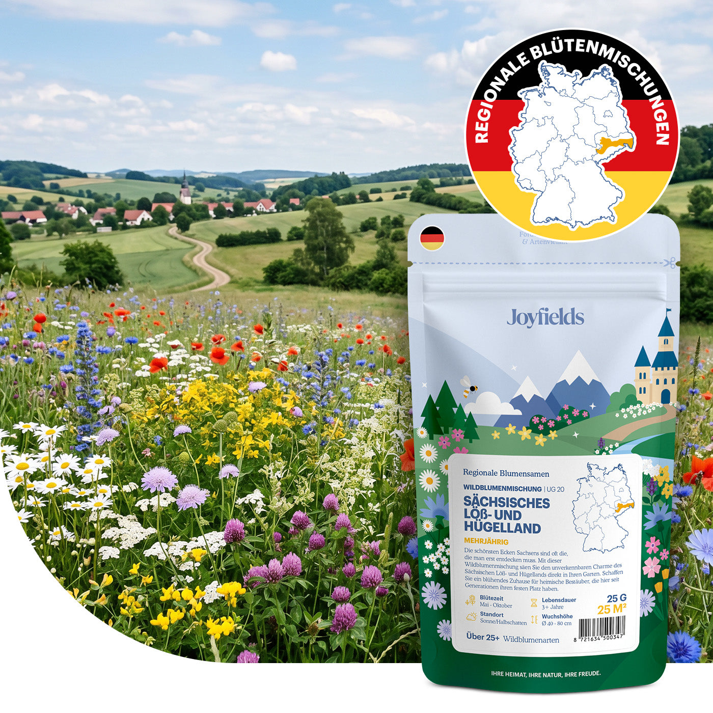 Joyfields Regionale Wildblumenmischung Deutschland - UG20 Sächsisches Löß- & Hügelland [de]