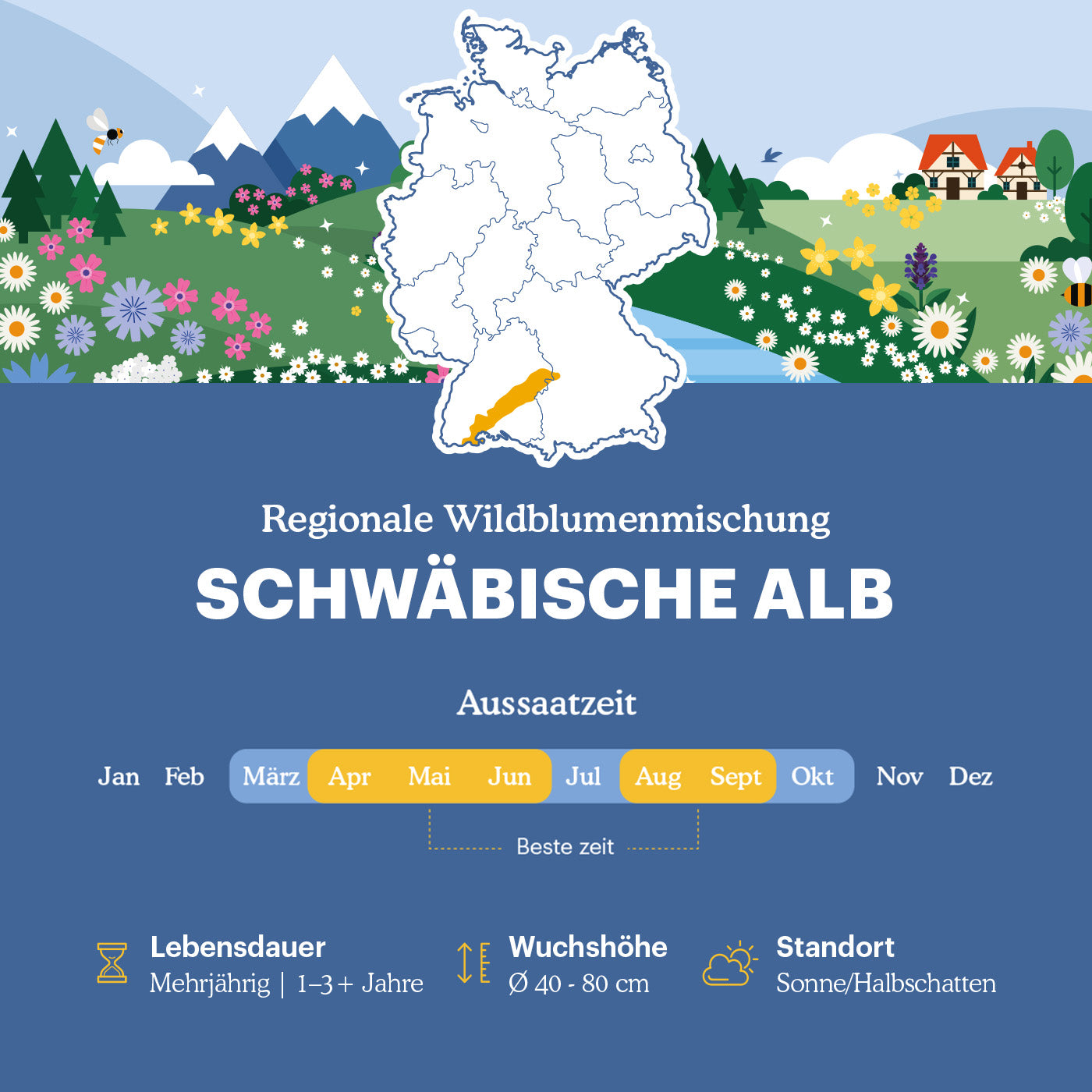 Joyfields Regionale Wildblumenmischung Deutschland - UG13 Schwäbische Alb [de]