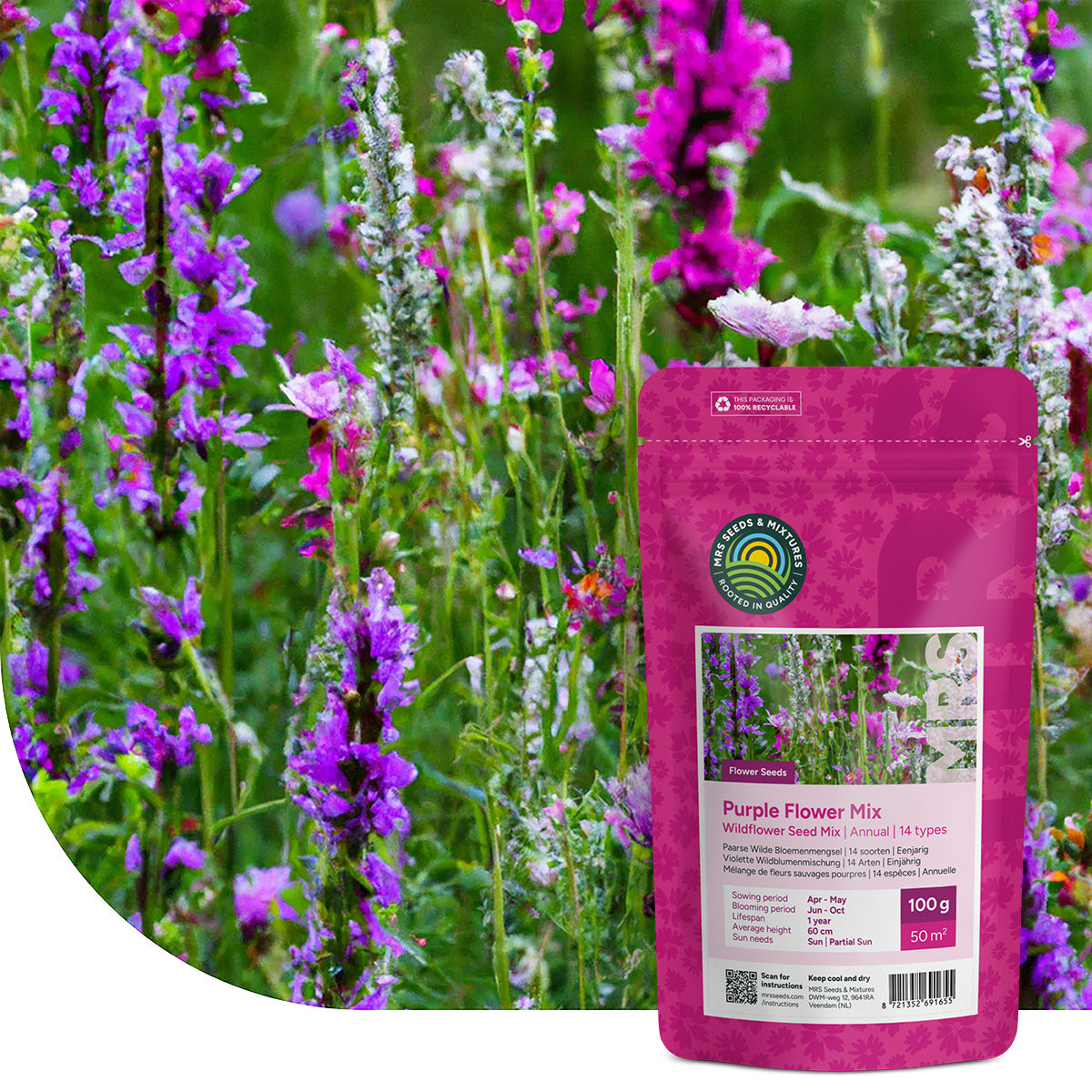 Wildblumenmischung violett – 14 Sorten