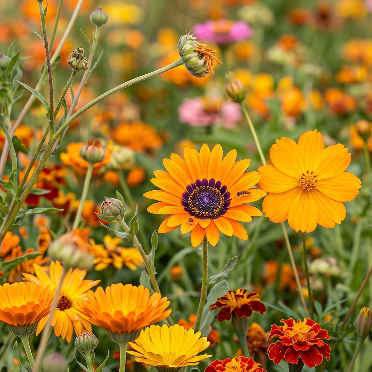 Sommerblumen Orange Farbtöne Mix