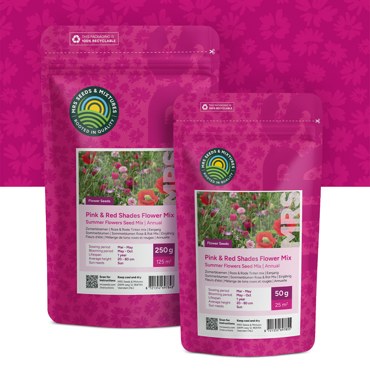 Sommerblumen Rosa & Rot Mix