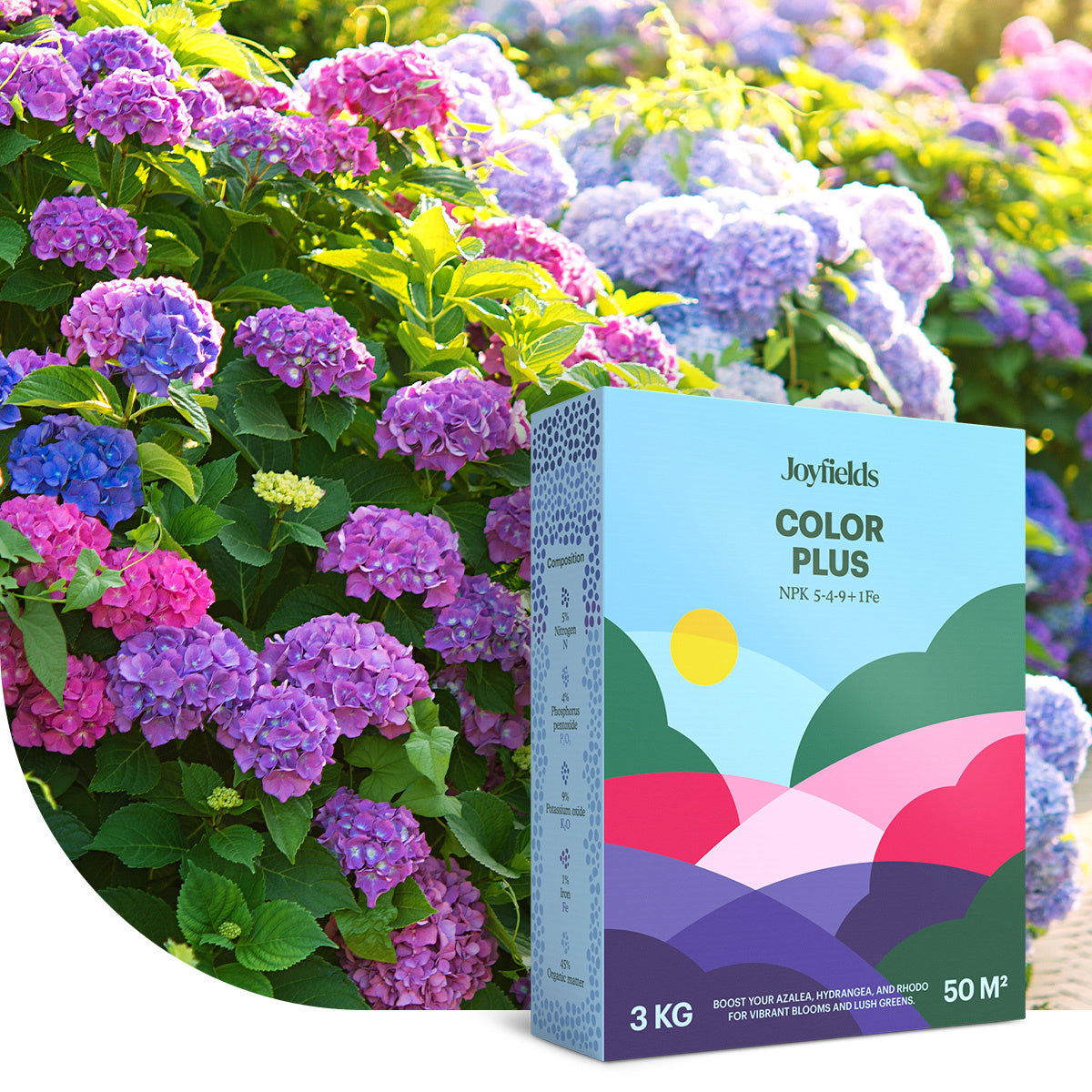 Joyfields Color Plus – Rhodo, Hortensia en Azalea meststof - 3 kg
