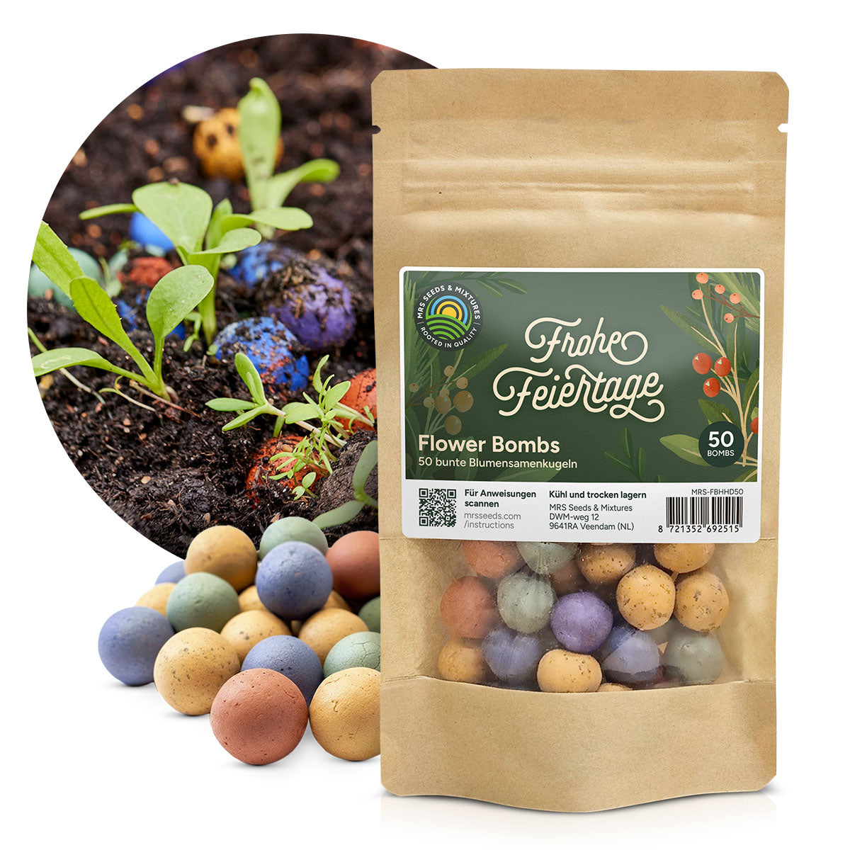 MRS Seeds & Mixtures Flower Bombs - Samenbomben mix - Frohe Feiertage! [de]