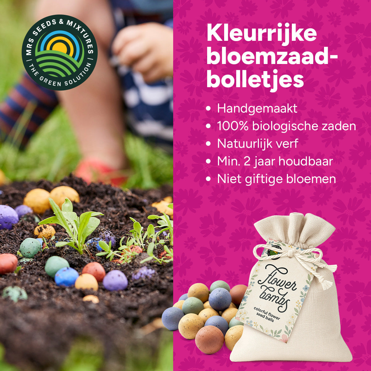 MRS Seeds & Mixtures Flower Bombs - Zaadbommen mix  - Katoenen cadeauzakje [nl]