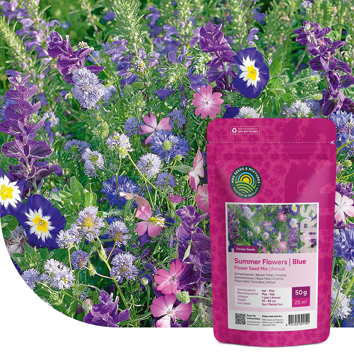MRS Seeds & Mixtures Zomerbloemen -  Blauwe Tinten Mix